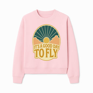 Vintage Style It's a Good Day to Fly Design - Sun and Clouds Graphic - Perfect for Aviation Enthusiasts, Travel Lovers, and Adventure Seekers - Sweatshirt 1758254673439.jpg