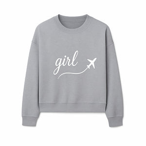 Traveling Girl Wall Art Print | Airplane Decor for Adventurous Girls | Inspirational Home Decor - Sweatshirt 1758254673469.jpg