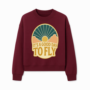 Vintage Style It's a Good Day to Fly Design - Sun and Clouds Graphic - Perfect for Aviation Enthusiasts, Travel Lovers, and Adventure Seekers - Sweatshirt 1758254673618.jpg
