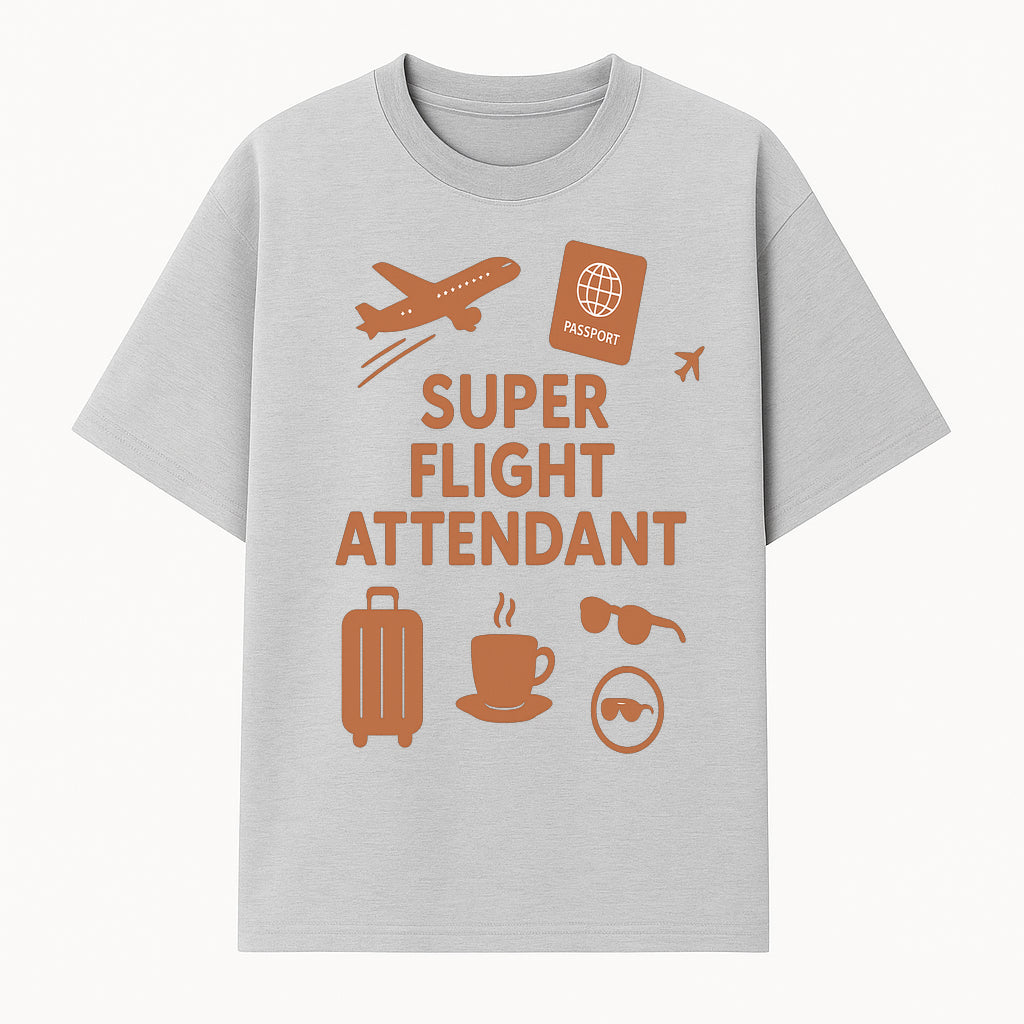 Super Flight Attendant Travel Design - Airplane, Passport, Coffee, Luggage - Perfect Gift for Flight Crew and Travelers - T-shirt 1758254673669.jpg
