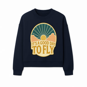 Vintage Style It's a Good Day to Fly Design - Sun and Clouds Graphic - Perfect for Aviation Enthusiasts, Travel Lovers, and Adventure Seekers - Sweatshirt 1758254673782.jpg