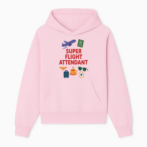 Super Flight Attendant Travel-Themed T-Shirt with Airplane, Passport, Coffee, and Luggage Graphics for Aviation Lovers - Hoodie 1758254673862.jpg