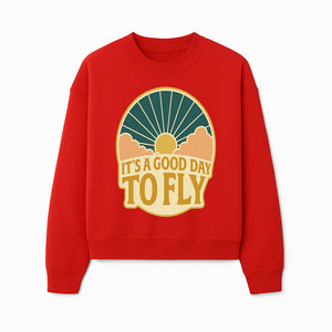 Vintage Style It's a Good Day to Fly Design - Sun and Clouds Graphic - Perfect for Aviation Enthusiasts, Travel Lovers, and Adventure Seekers - Sweatshirt 1758254673912.jpg
