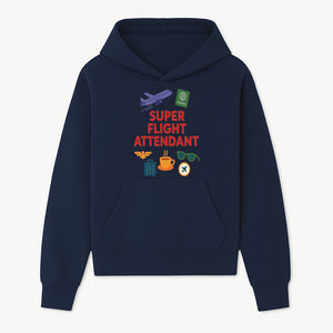 Super Flight Attendant Travel-Themed T-Shirt with Airplane, Passport, Coffee, and Luggage Graphics for Aviation Lovers - Hoodie 1758254674151.jpg