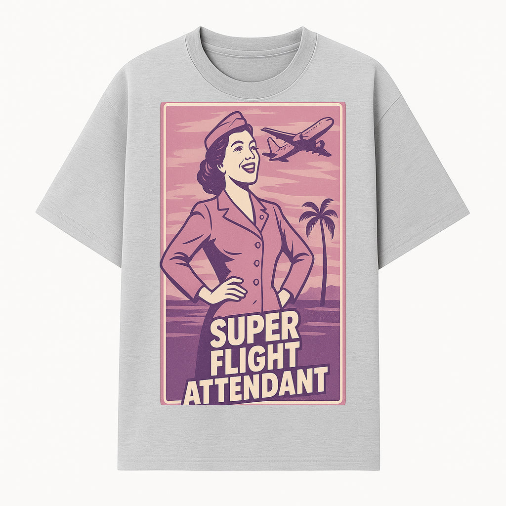 Retro Super Flight Attendant Wall Art Print | Vintage Travel Decor | Aviation Enthusiast Gift | Nostalgic Air Travel Poster - T-shirt 1758254674153.jpg