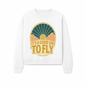 Vintage Style It's a Good Day to Fly Design - Sun and Clouds Graphic - Perfect for Aviation Enthusiasts, Travel Lovers, and Adventure Seekers - Sweatshirt 1758254674243.jpg