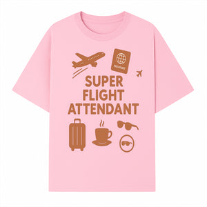 Super Flight Attendant Travel Design - Airplane, Passport, Coffee, Luggage - Perfect Gift for Flight Crew and Travelers - T-shirt 1758254674604.jpg