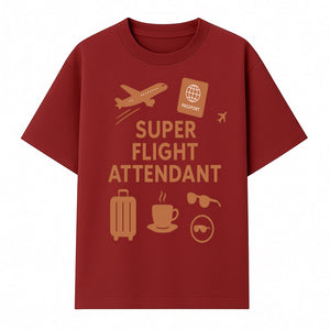 Super Flight Attendant Travel Design - Airplane, Passport, Coffee, Luggage - Perfect Gift for Flight Crew and Travelers - T-shirt 1758254674780.jpg