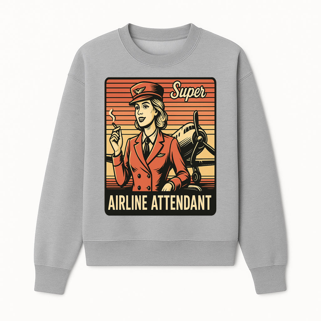 Vintage Airline Attendant Retro Artwork Print - Super Stylish Airplane Travel Decor - Sweatshirt 1758254674931.jpg