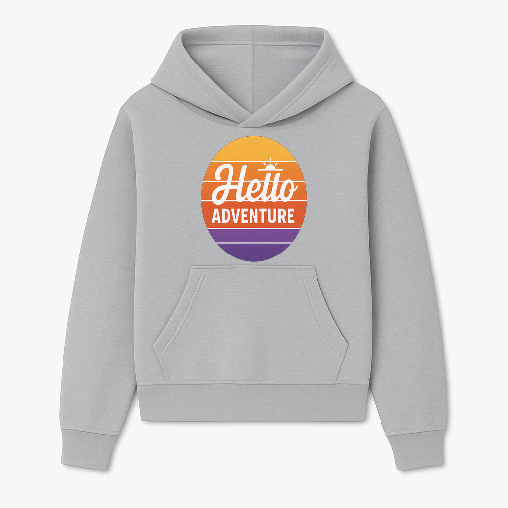 Hello Adventure Retro Wall Art Print | Travel Decor | Vintage Sunrise Design for Home and Office | Motivational Quote Art - Hoodie 1758254675226.jpg