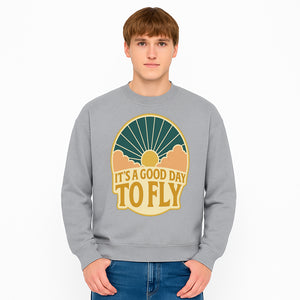 Vintage Style It's a Good Day to Fly Design - Sun and Clouds Graphic - Perfect for Aviation Enthusiasts, Travel Lovers, and Adventure Seekers - Sweatshirt 1758254675384.jpg