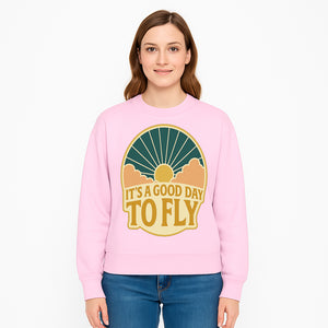 Vintage Style It's a Good Day to Fly Design - Sun and Clouds Graphic - Perfect for Aviation Enthusiasts, Travel Lovers, and Adventure Seekers - Sweatshirt 1758254675532.jpg