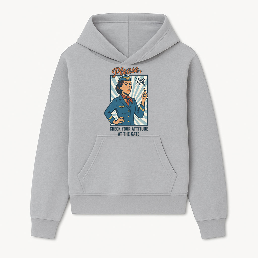 Vintage Airline Attitude Check Retro Poster - Flight Attendant Design | Travel Humor | Wall Art Decor for Aviation Lovers - Hoodie 1758254675863.jpg