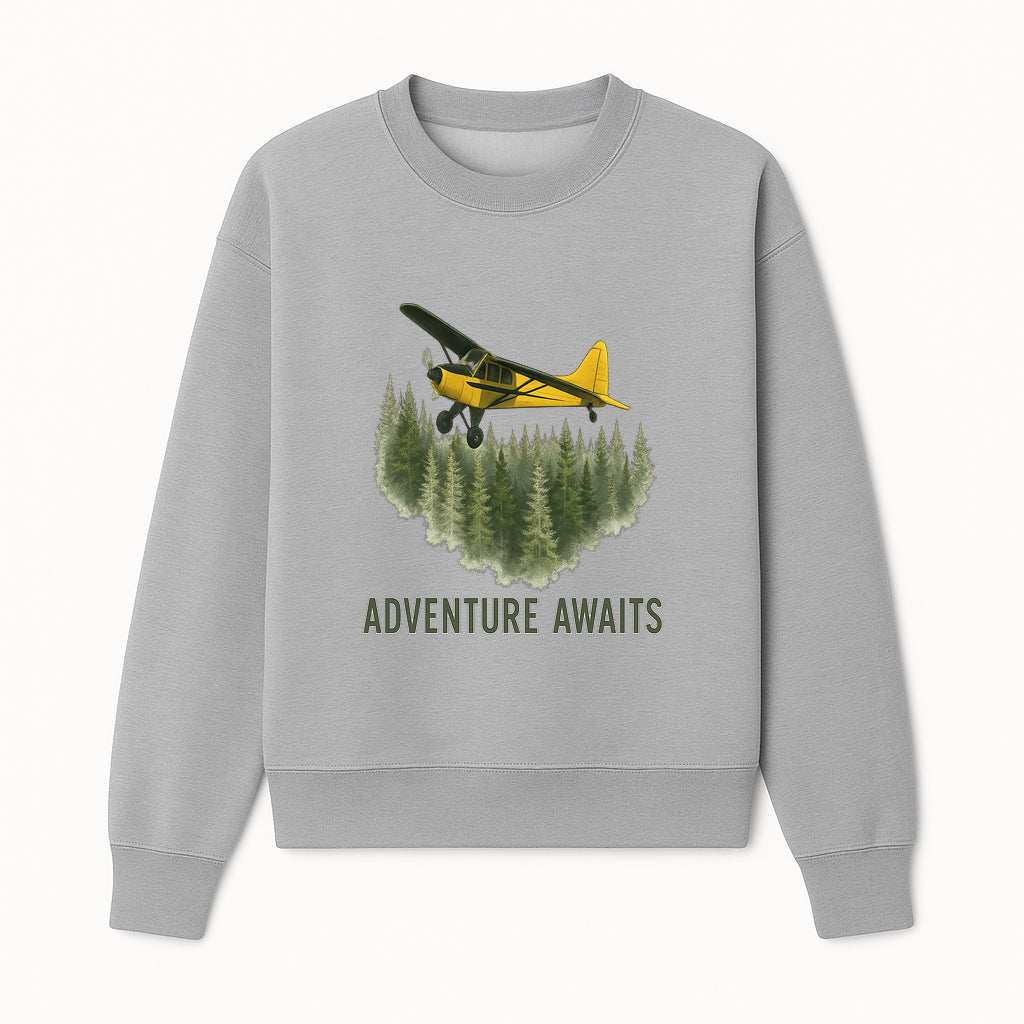 Vintage Yellow Airplane Adventure Poster - Adventure Awaits Nature Wall Art, Travel Decor, Aviation Gift, Home Decor - Sweatshirt 1758254676234.jpg