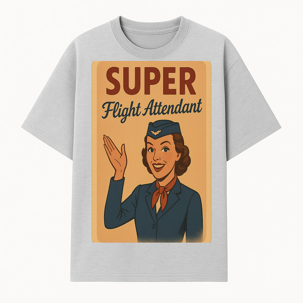 Vintage Super Flight Attendant Poster Art, Retro Airline Stewardess Wall Decor, Aviation Themed Home Decor, Unique Gift Idea - T-shirt 1758254676541.jpg