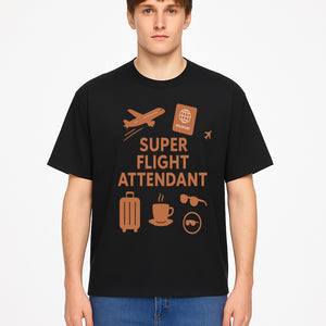 Super Flight Attendant Travel Design - Airplane, Passport, Coffee, Luggage - Perfect Gift for Flight Crew and Travelers - T-shirt 1758254676626.jpg