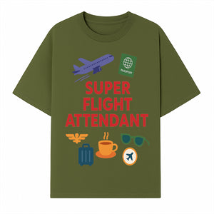 Super Flight Attendant Travel-Themed T-Shirt with Airplane, Passport, Coffee, and Luggage Graphics for Aviation Lovers - T-shirt 1758254676793.jpg