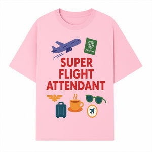 Super Flight Attendant Travel-Themed T-Shirt with Airplane, Passport, Coffee, and Luggage Graphics for Aviation Lovers - T-shirt 1758254677247.jpg