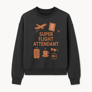 Super Flight Attendant Travel Design - Airplane, Passport, Coffee, Luggage - Perfect Gift for Flight Crew and Travelers - Sweatshirt 1758254677259.jpg