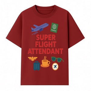 Super Flight Attendant Travel-Themed T-Shirt with Airplane, Passport, Coffee, and Luggage Graphics for Aviation Lovers - T-shirt 1758254677384.jpg