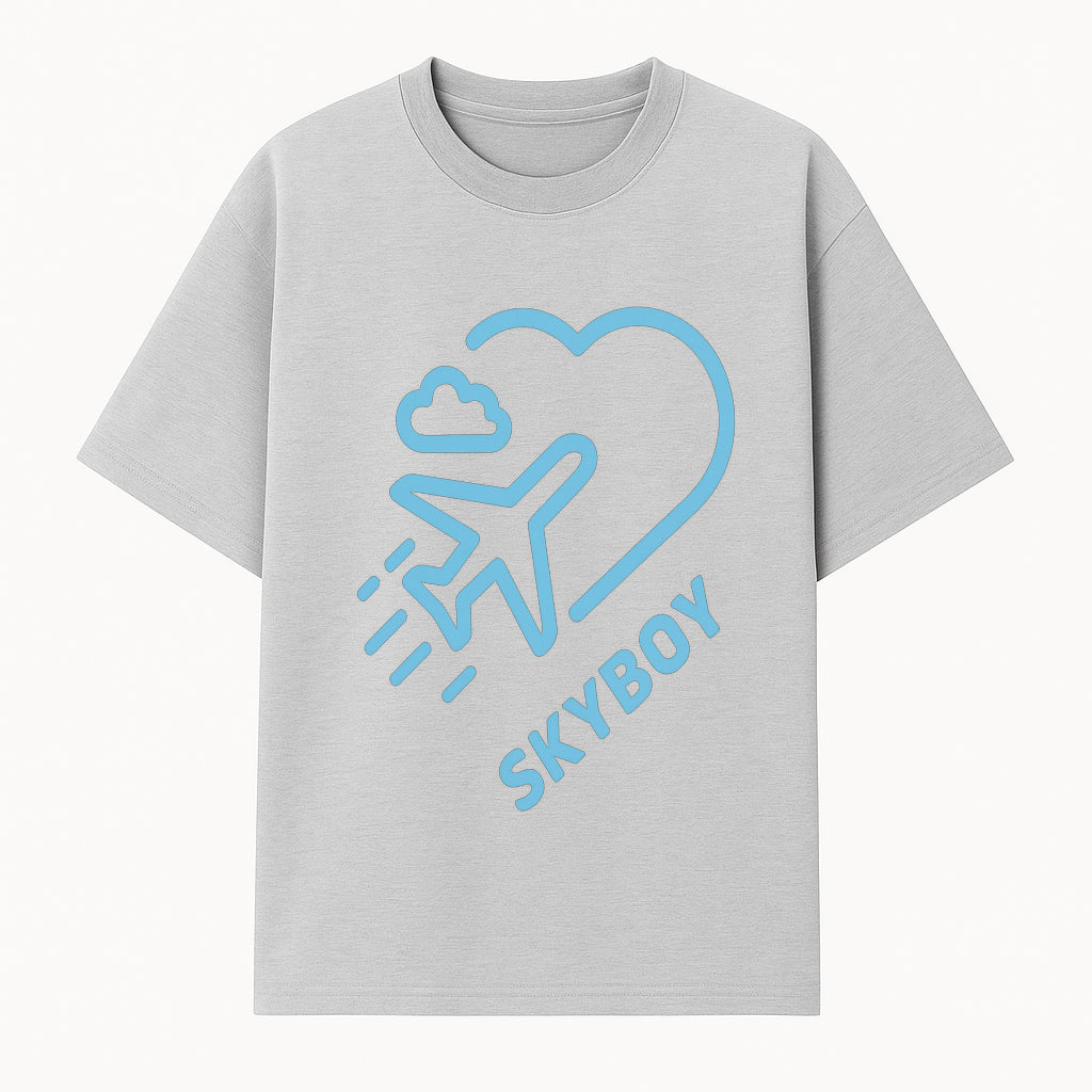 Skyboy Air Travel Graphic Tee with Airplane and Heart Design - Perfect for Aviation Lovers and Travelers - T-shirt 1758254677392.jpg