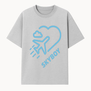 Skyboy Air Travel Graphic Tee with Airplane and Heart Design - Perfect for Aviation Lovers and Travelers - T-shirt 1758254677392.jpg