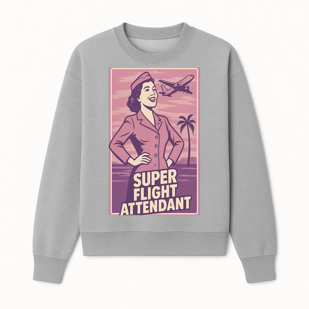 Retro Super Flight Attendant Wall Art Print | Vintage Travel Decor | Aviation Enthusiast Gift | Nostalgic Air Travel Poster - Sweatshirt 1758254677472.jpg