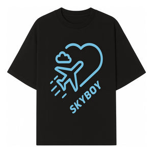 Skyboy Air Travel Graphic Tee with Airplane and Heart Design - Perfect for Aviation Lovers and Travelers - T-shirt 1758254677529.jpg