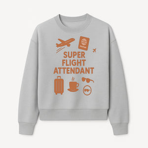 Super Flight Attendant Travel Design - Airplane, Passport, Coffee, Luggage - Perfect Gift for Flight Crew and Travelers - Sweatshirt 1758254677597.jpg