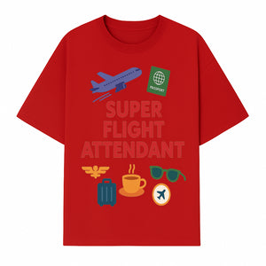 Super Flight Attendant Travel-Themed T-Shirt with Airplane, Passport, Coffee, and Luggage Graphics for Aviation Lovers - T-shirt 1758254677655.jpg
