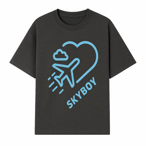 Skyboy Air Travel Graphic Tee with Airplane and Heart Design - Perfect for Aviation Lovers and Travelers - T-shirt 1758254677686.jpg