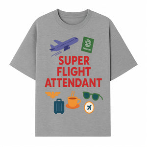 Super Flight Attendant Travel-Themed T-Shirt with Airplane, Passport, Coffee, and Luggage Graphics for Aviation Lovers - T-shirt 1758254677828.jpg
