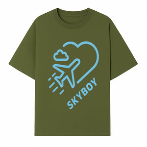 Skyboy Air Travel Graphic Tee with Airplane and Heart Design - Perfect for Aviation Lovers and Travelers - T-shirt 1758254677833.jpg