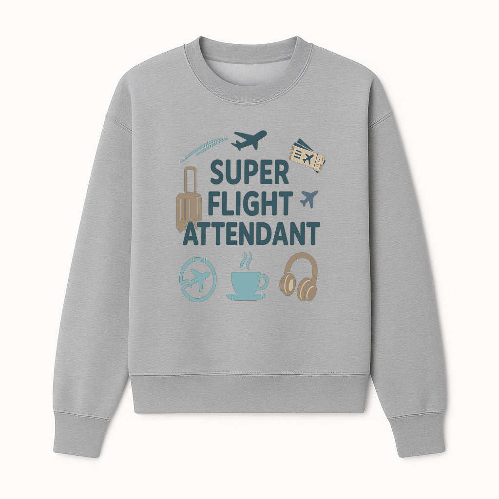 Super Flight Attendant T-Shirt with Airplane & Travel Icons for Aviation Lovers, Flight Crew Gifts, and Travel Enthusiasts - Sweatshirt 1758254677982.jpg