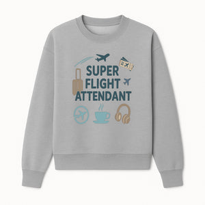 Super Flight Attendant T-Shirt with Airplane & Travel Icons for Aviation Lovers, Flight Crew Gifts, and Travel Enthusiasts - Sweatshirt 1758254677982.jpg