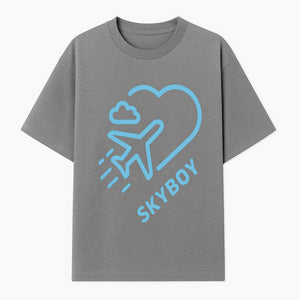 Skyboy Air Travel Graphic Tee with Airplane and Heart Design - Perfect for Aviation Lovers and Travelers - T-shirt 1758254678026.jpg