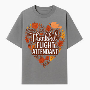 Thankful Flight Attendant Fall Thanksgiving Heart Art Print, Autumn Decor, Airline Crew Gift, Nature-Inspired Wall Art, Seasonal Home Decor - T-shirt 1758254678165.jpg