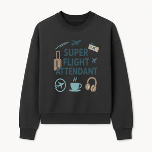 Super Flight Attendant T-Shirt with Airplane & Travel Icons for Aviation Lovers, Flight Crew Gifts, and Travel Enthusiasts - Sweatshirt 1758254678260.jpg