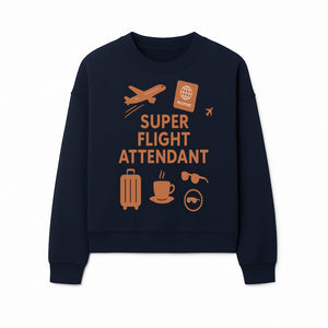 Super Flight Attendant Travel Design - Airplane, Passport, Coffee, Luggage - Perfect Gift for Flight Crew and Travelers - Sweatshirt 1758254678307.jpg