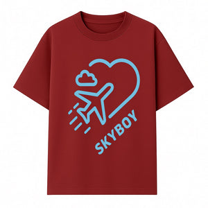 Skyboy Air Travel Graphic Tee with Airplane and Heart Design - Perfect for Aviation Lovers and Travelers - T-shirt 1758254678506.jpg