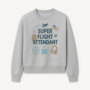 Super Flight Attendant T-Shirt with Airplane & Travel Icons for Aviation Lovers, Flight Crew Gifts, and Travel Enthusiasts - Sweatshirt 1758254678578.jpg