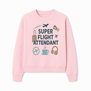 Super Flight Attendant T-Shirt with Airplane & Travel Icons for Aviation Lovers, Flight Crew Gifts, and Travel Enthusiasts - Sweatshirt 1758254678874.jpg