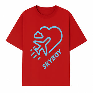 Skyboy Air Travel Graphic Tee with Airplane and Heart Design - Perfect for Aviation Lovers and Travelers - T-shirt 1758254678893.jpg