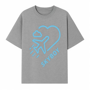 Skyboy Air Travel Graphic Tee with Airplane and Heart Design - Perfect for Aviation Lovers and Travelers - T-shirt 1758254679027.jpg
