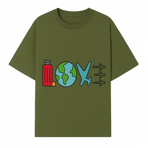 Travel Themed Love Design with Suitcase, Globe, Airplane, and Planes - Perfect for Adventurers and Wanderlust Gifts - T-shirt 1758254679064.jpg