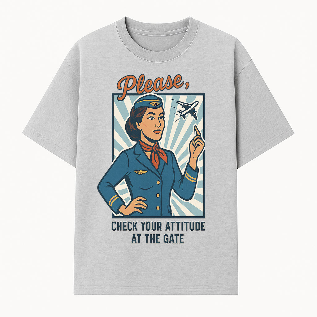Vintage Airline Attitude Check Retro Poster - Flight Attendant Design | Travel Humor | Wall Art Decor for Aviation Lovers - T-shirt 1758254679130.jpg