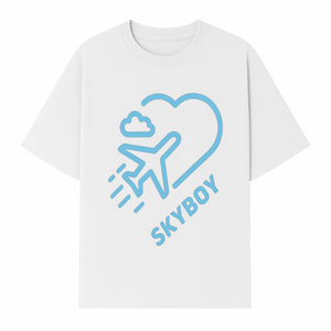Skyboy Air Travel Graphic Tee with Airplane and Heart Design - Perfect for Aviation Lovers and Travelers - T-shirt 1758254679173.jpg