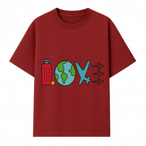 Travel Themed Love Design with Suitcase, Globe, Airplane, and Planes - Perfect for Adventurers and Wanderlust Gifts - T-shirt 1758254679762.jpg