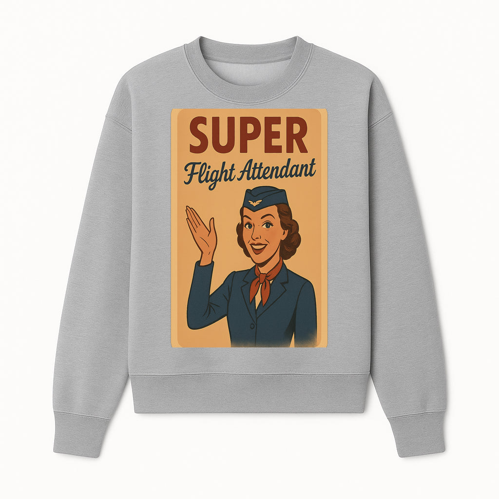 Vintage Super Flight Attendant Poster Art, Retro Airline Stewardess Wall Decor, Aviation Themed Home Decor, Unique Gift Idea - Sweatshirt 1758254679855.jpg