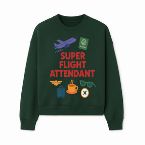 Super Flight Attendant Travel-Themed T-Shirt with Airplane, Passport, Coffee, and Luggage Graphics for Aviation Lovers - Sweatshirt 1758254680014.jpg